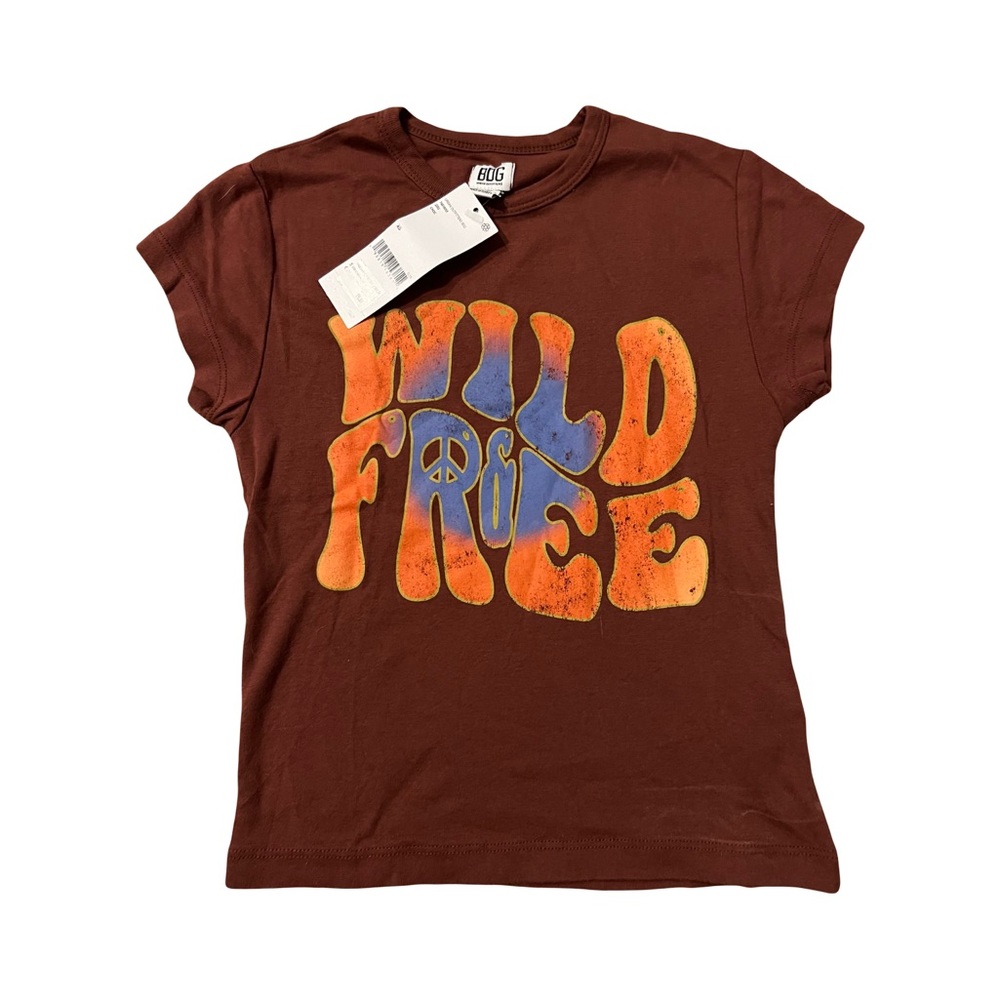 BDG Brown and Orange Short Sleeve Tee with Retro Graphic